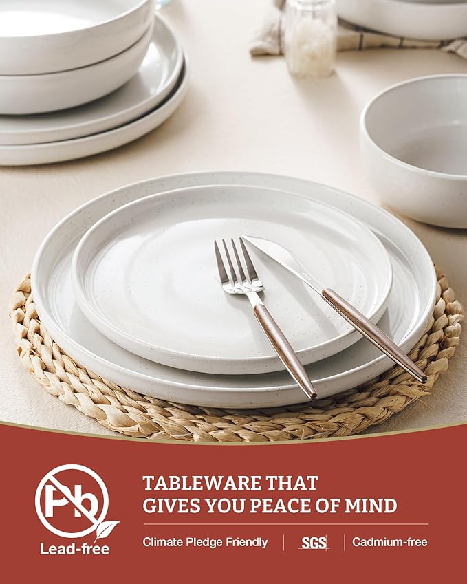Famiware Milkyway 16-Piece Stoneware Plates and Bowls, White