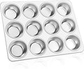 E-far Muffin Pan 12-Cup, Stainless Steel Cupcake Pan for Oven