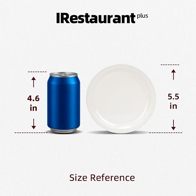 IRESTAURANT PLUS Stoneware Narrow Rim Commercial Grade Sacuer 5.5 inch, America White, Case of 36