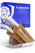 Dalstrong 12-Piece Knife Block Set — White Handles, Hand-Made Manchurian Ash Block — German HC Steel, 56+ HRC, NSF Certified — For Light Kitchens, Gifting & Complete Knife Coverage, Gladiator ELITE