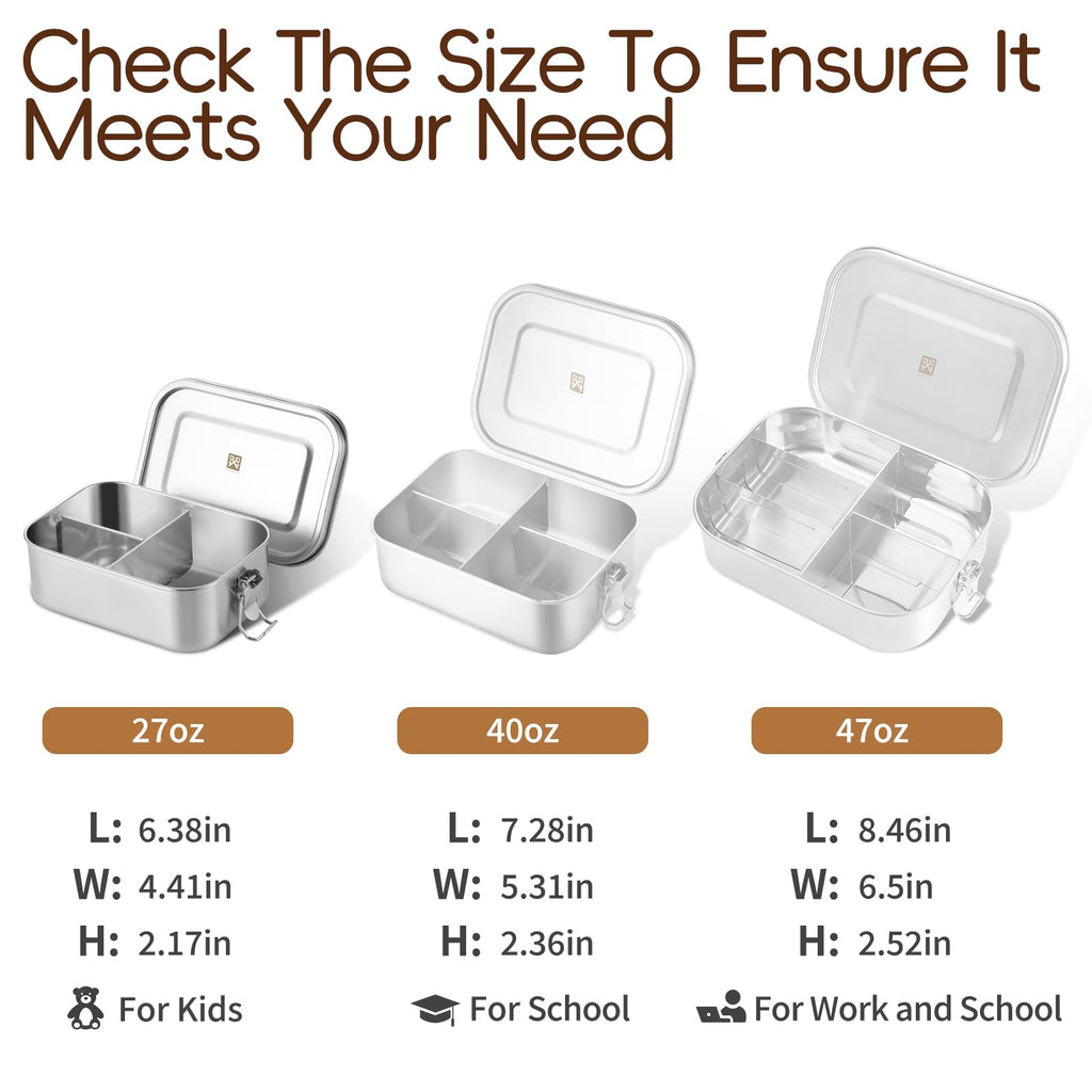 GOLDEN KEY 27oz Stainless Steel Bento Box for Kids,Too Small for Adult Use