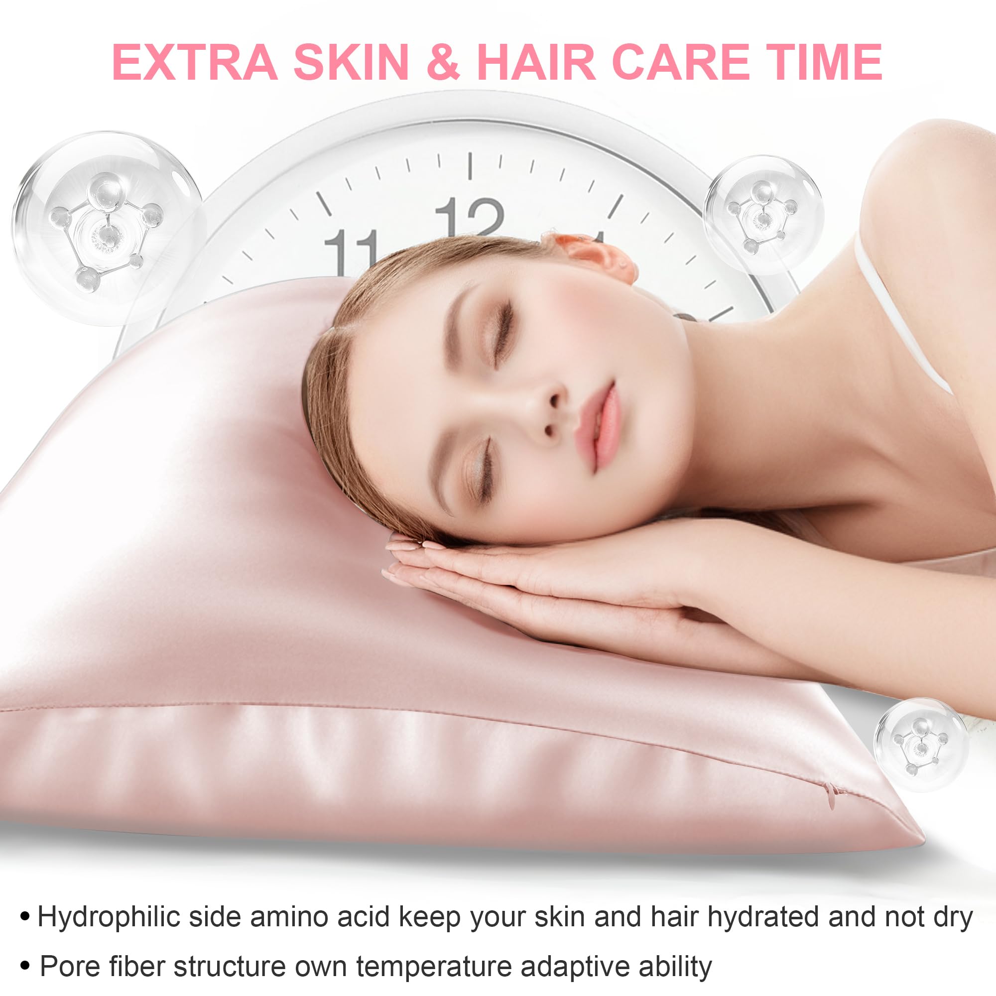Silk Pillow Cases Standard Size with Hidden Zipper, Mulberry Silk Pillowcase for Hair and Skin, Cooling Silk Satin Pillow Covers for Sleeping, Home Decor Valentine Gifts for Women Girls, Coral Pink