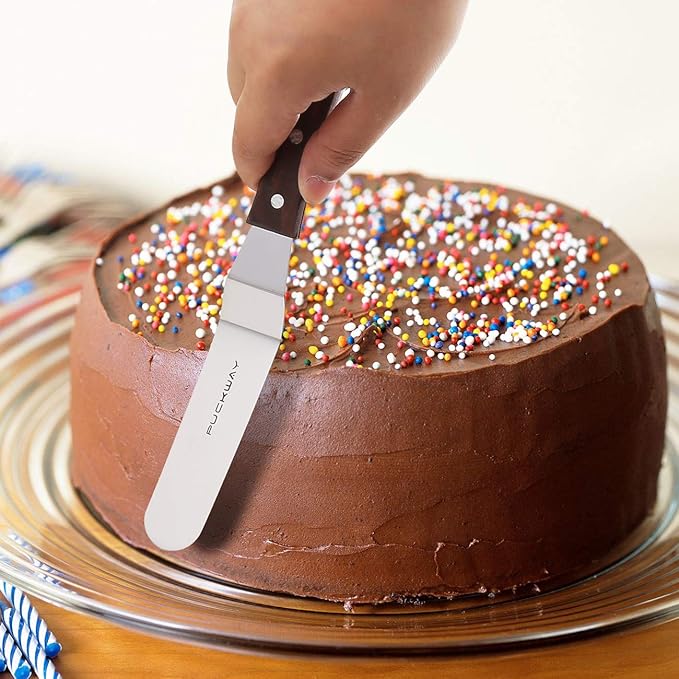 PUCKWAY Offset Cake Icing Spatula Set of 4, 4"-6"-8"-10"