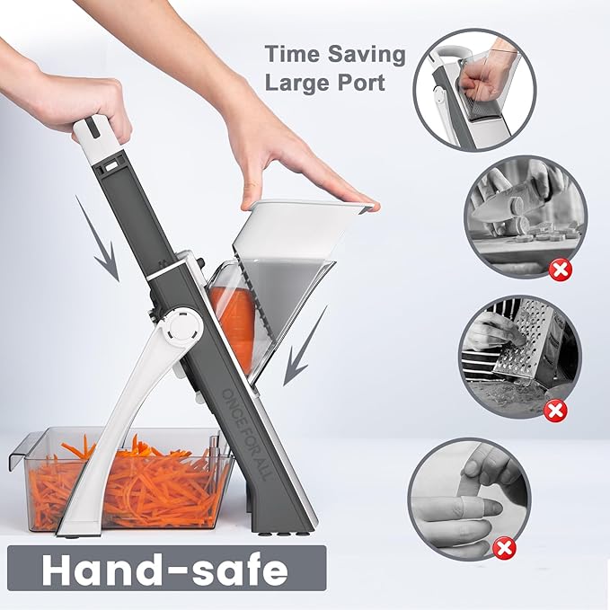 SupMaKin Safe Mandoline Slicer Plus for Kitchen Adjustable Vegetable Slicer