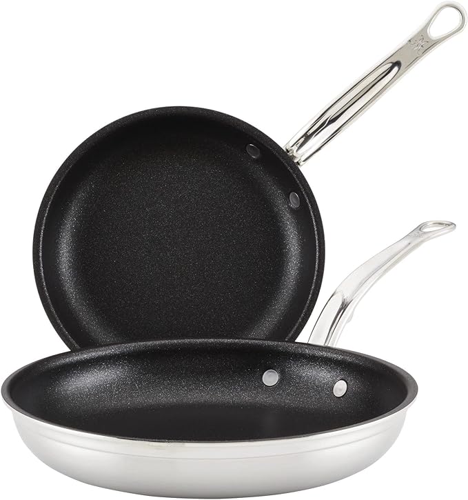 Hestan ProBond Forged TITUM - Professional Clad Stainless Steel, Nonstick, Frying Pan Set (8.5'' & 11''), Induction Compatible, Made without PFOAs