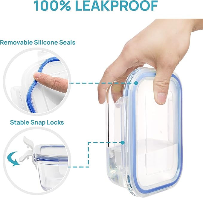 Vtopmart 8 Pack Glass Food Storage Containers with Airtight Lids