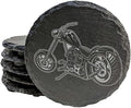 Decorative Chopper Motorcycle Slate Coasters Set of 8 – Round – USA Made