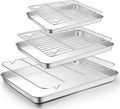 TeamFar Baking Sheet with Rack Set, 3 Pans + 3 Racks, 19.6/16/12.5 Inch