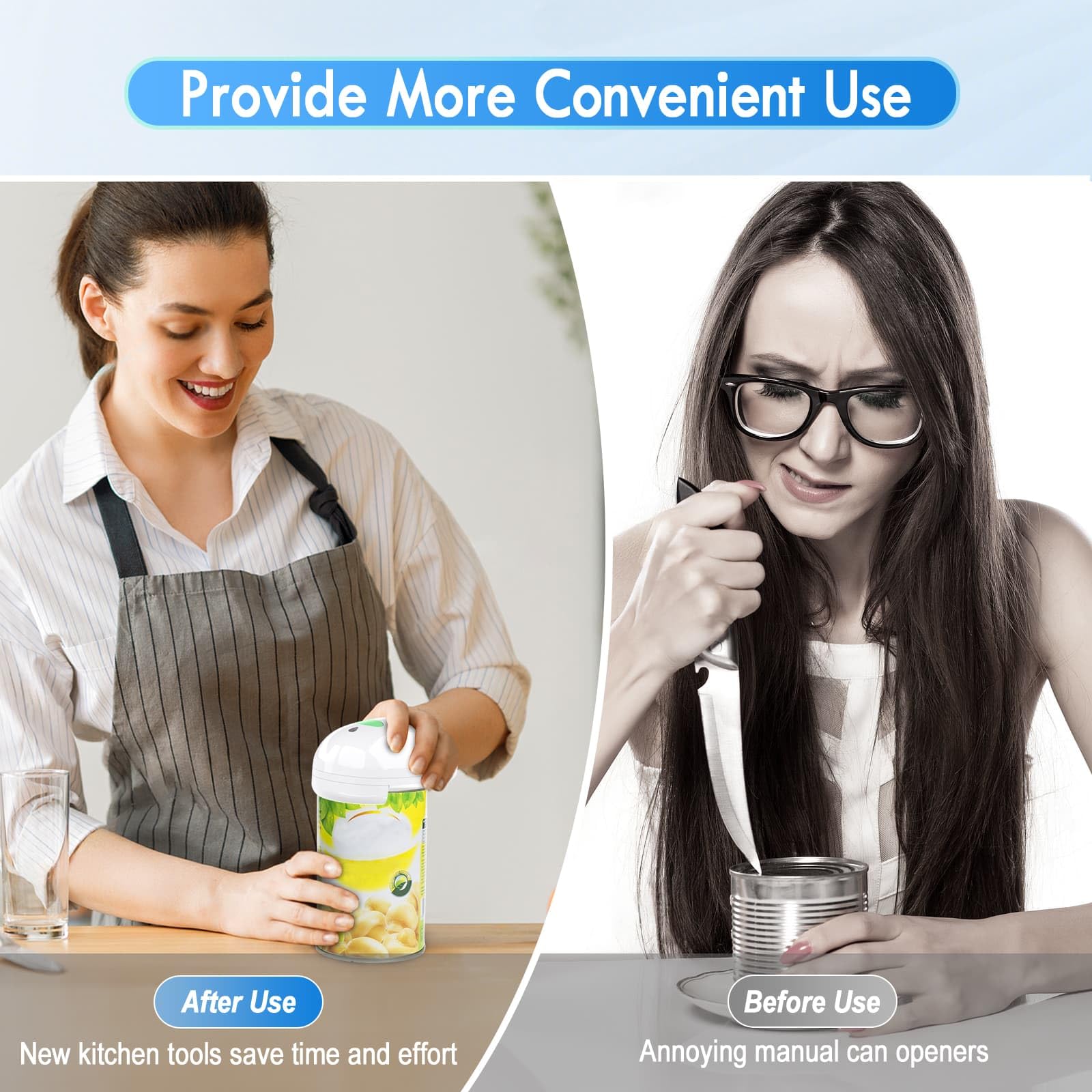 HuiJuKeJi Electric Can Opener, Rechargeable Automatic Can Opener for Seniors with Arthritis, One-Touch Hands-Free Can Opener for Almost Can Sizes, Smooth Edge & Food-Safe Kitchen Gadgets-White