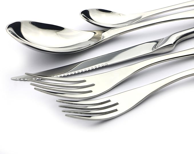 JANKNG 20-Piece 18/10 Stainless Steel Serrated Steak Knife Flatware Set, Service for 4
