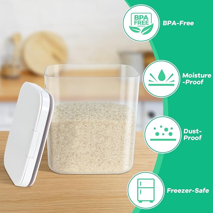 2 Pack Flour Sugar Storage Containers with Pop-to-Flip Lid 2.9 Qt + 4.75 Qt