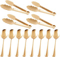 12PCS Gold Serving Utensils Set,Includes 8 large serving spoons,4 serving tongs