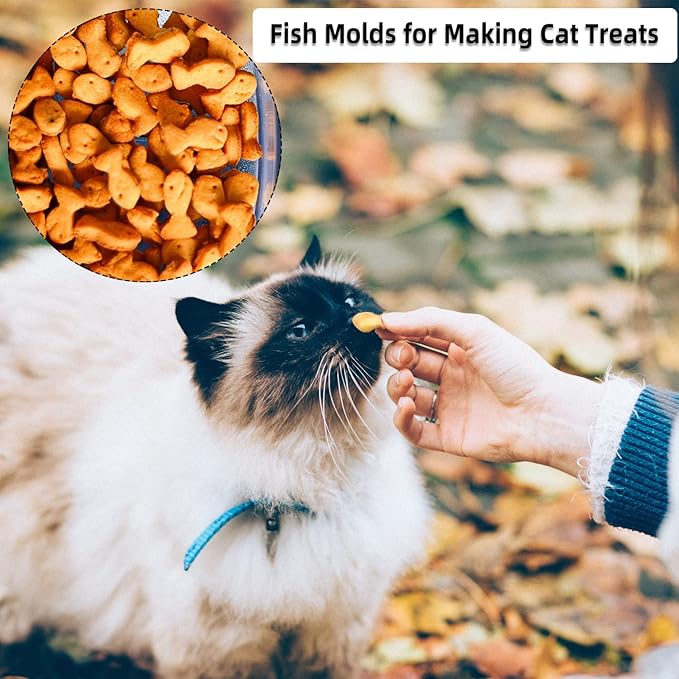 Amyandone Cat Treat Molds, 112 Cavities Mini Fish Shape Silicone Mold