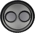Yamteck 11 & 9 Inch Round Tart Pans with 2Pcs 4'' Mini Pans. Removable Bottom, Non-Stick Coating, Rugged Carbon Steel for Tart Quiche Pie Making. Gift for Christmas Thanksgiving Party Festival Family