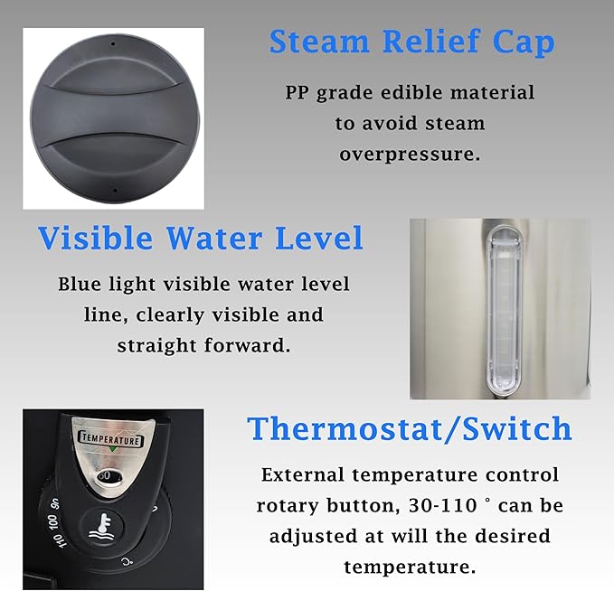 WYDDDARY Commercial Electric Kettle Warmer Stainless Steel Hot Water Dispenser Hot Water Boiler And Warmer with Faucet Quick-Temp or Boil for Tea Coffee 1500W 23 Liter Capacity