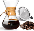 Yopinmall Pour Over Coffee Maker 34 OZ, 10 Cup Borosilicate Glass Drip Coffee Maker with Reusable Stainless Steel Filter and Cork Grip for Home Café 1000 ML