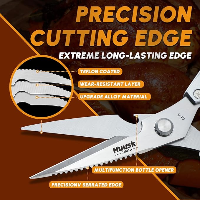 Huusk Kitchen Scissors for Food, Stainless Steel Kitchen Shears All Purpose