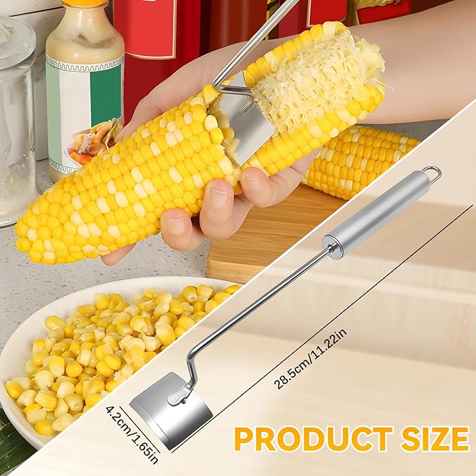 Corn Peeler,Stainless Steel Long Handle Corn Peeler,Easy Clean Corn on the Cob Remover for Home Kitchen and Outdoor Dining (1PCS)