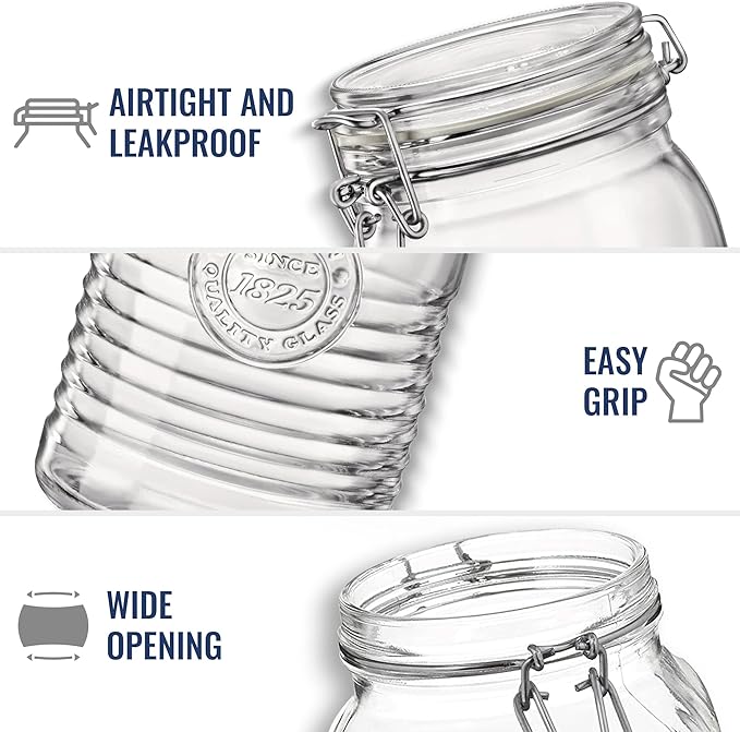 Bormioli Rocco Officina 1825 Clear Jar with Swing Top - Clear, Set of 3