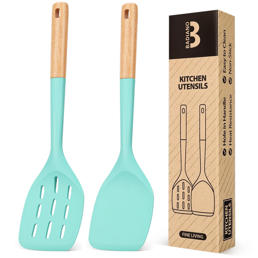 Badiano Silicone Spatula, Non Stick Turner for Cooking, Food Grade, Green