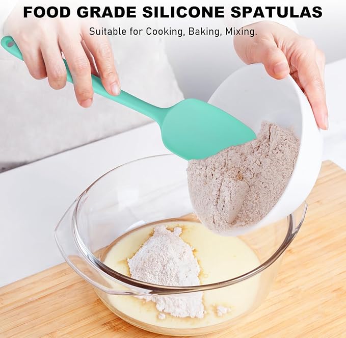 NileHome 6 Pieces Silicone Spatula Set with Silicone Brush,Turquoise