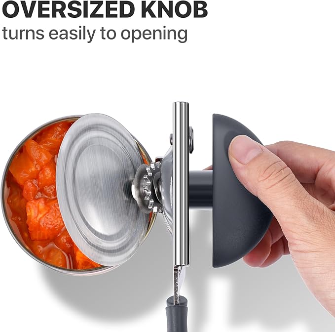 UHIYEE Heavy Duty Hand Can Opener with Comfortable Grip for Seniors, Gray