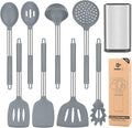 Silicone Cooking Utensils Set, 8 Pcs Kitchen Utensils with Holder, Gray