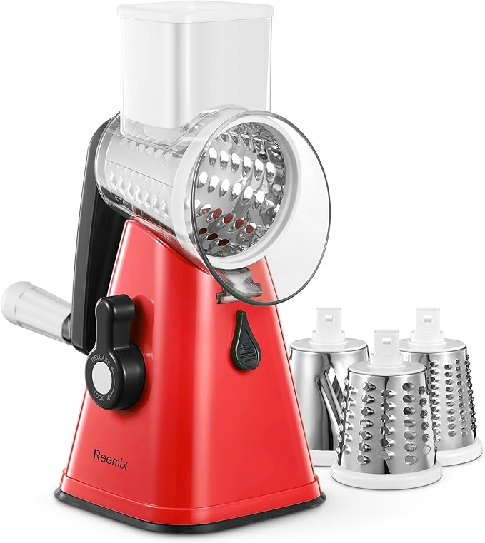 Rotary Cheese Grater with Handle, Reemix Vegetable Cheese