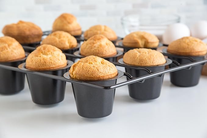 Fox Run Linking Mini Popover Pan, Carbon Steel, Nonstick, 12 Mini Cups