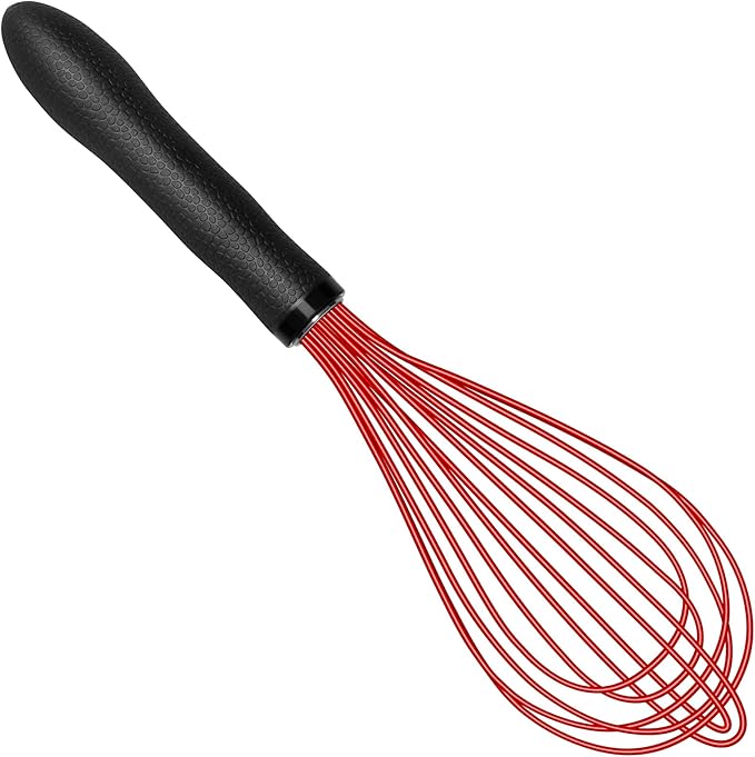 TEEVEA Silicone Whisk 11 Inch, Non-Slip Handle Heat Resistant Non-Scratch