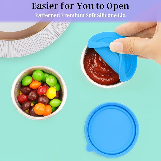 Qukaka 6x2.7 Oz Salad Dressing Container to Go,Handy Leakproof Stainless Steel Meal Prep Containers Reusable,Sauce Containers for Lunch Box, Picnics, Travel, Office and Kitchen Storage