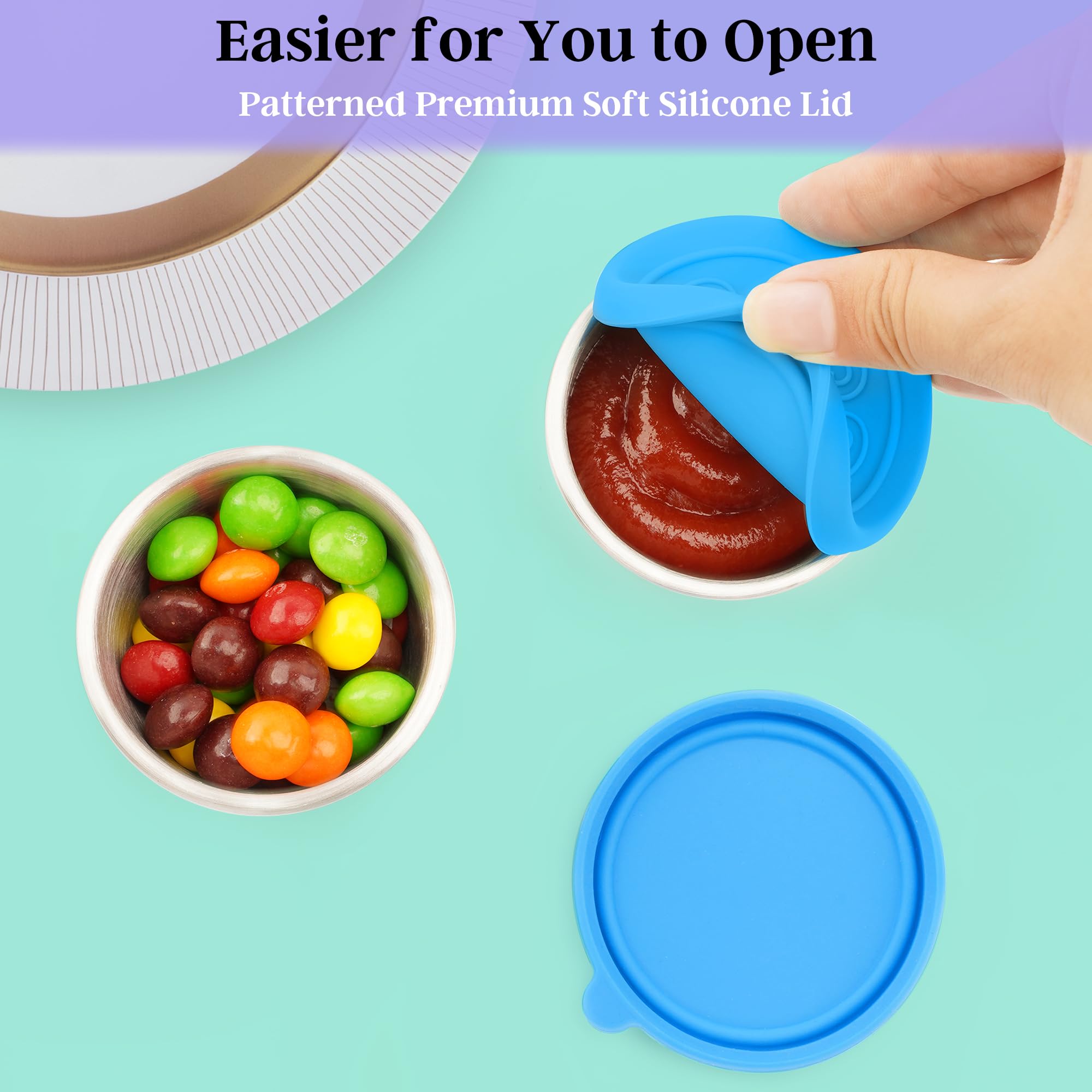 Qukaka 6x2.7 Oz Salad Dressing Container to Go,Handy Leakproof Stainless Steel Meal Prep Containers Reusable,Sauce Containers for Lunch Box, Picnics, Travel, Office and Kitchen Storage