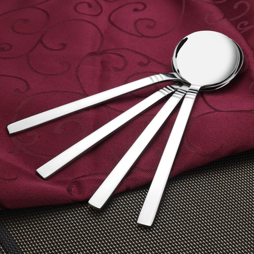 Fiazony Round Soup Spoon, 12 Pieces Stainless Steel Bouillon Spoons