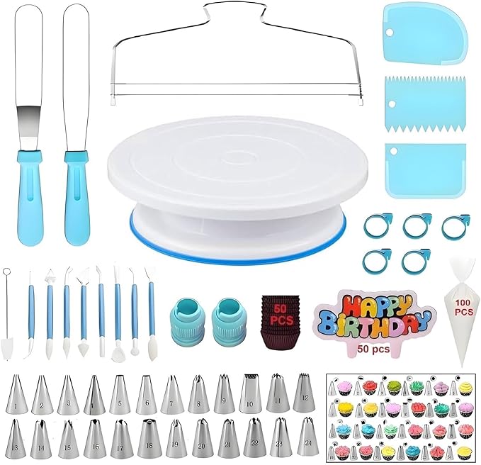 YOQXHY Cake Decorating Kit, 248 Pcs Baking Supplies (Blue)
