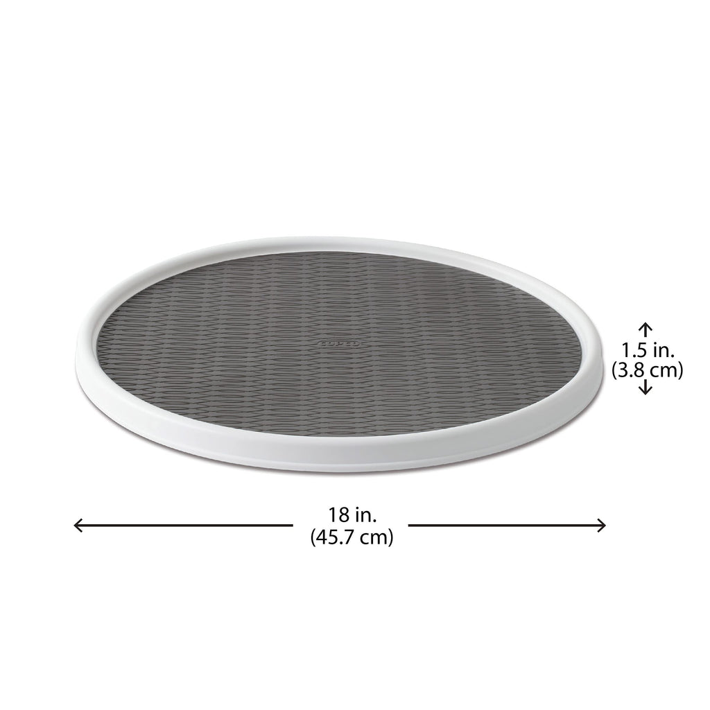 Copco 18 Inch Lazy Susan Turntable Organizer - Nonslip Rotating Cabinet Organizer for Kitchen Pantry, Under Sink, Countertop Storage, Rimmed Edge, Wipe Clean