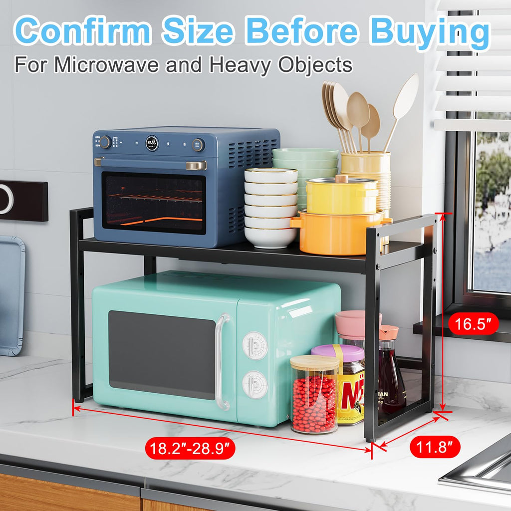 Expandable Metal Storage Shelves, 110LBS Heavy Duty Shelving Units and Storage for Pots Pans Small Appliances, Adjustable Metal Storage Shelf Organizer Rack for Kitchen Cabinets Closet Pantry Garage