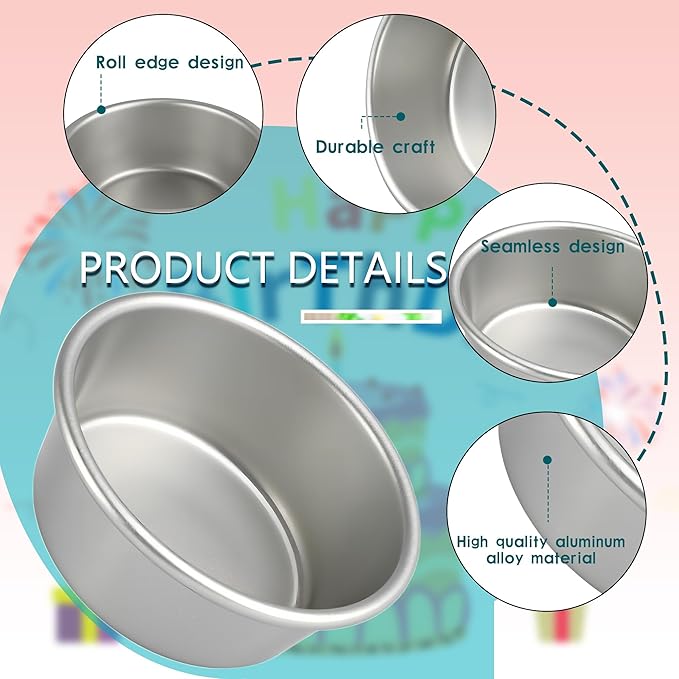 Norcoin 16 Pcs 4 Inch Round Cake Pans Nonstick Aluminum Round Cake Pan Mold Small Smash Cake Baking Pans for Home Baking Cheese Cake Pizza Quiche Leakproof and Easy Release