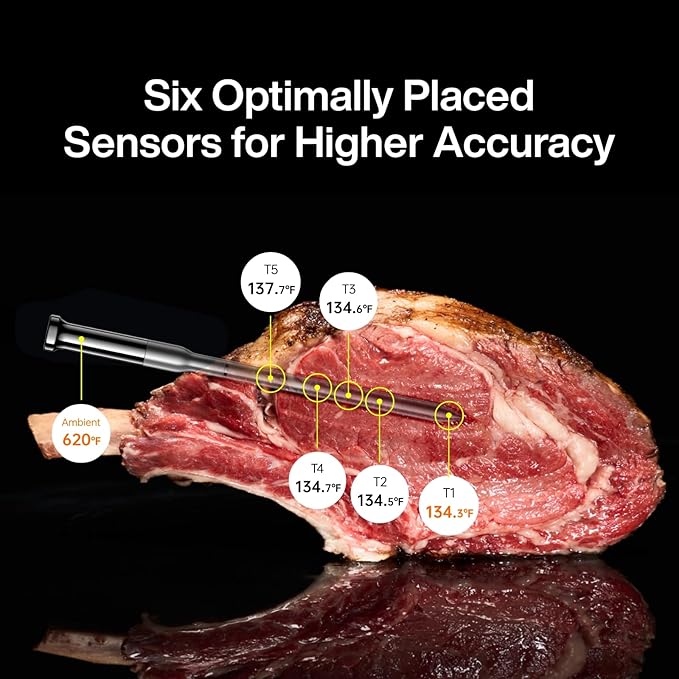 Typhur Sync Gold Wireless WiFi Meat Thermometer, 2 Slim Probes, Smart Base