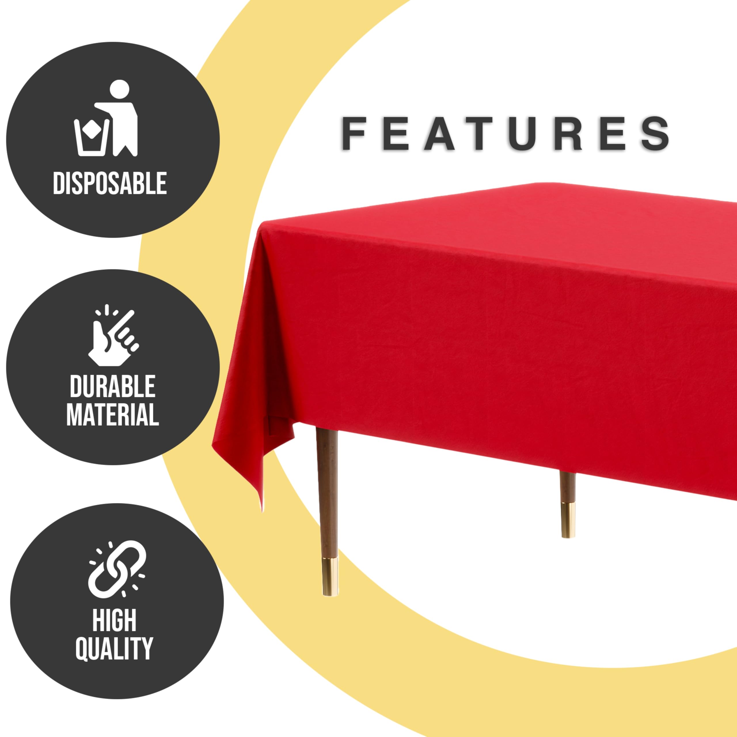 Exquisite Party Solids 66% Thicker Premium Plastic Table Cloth Rectangle Table Cover 0.5 Mil 12 Pack Red Table Cloth 54 Inch x 108 Inch Disposable Tablecloth Won't Tear Easily Like Cheap Thin Brands