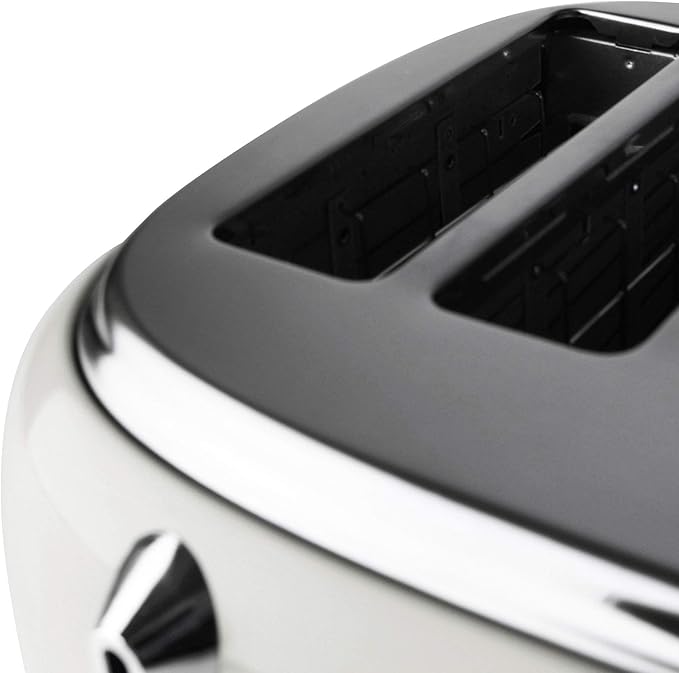 HADEN Heritage Toaster with Extra Wide Slots, 1500-Watt, Ivory & Chrome - Retro Stainless Steel Design with Self-Centering Function, 4 Slice Adjustable Browning Control & Removable Crumb Tray