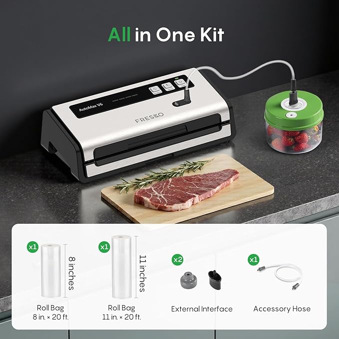 FRESKO Food Vacuum Sealer with Automatic Bag Detection & Built-in Cutter