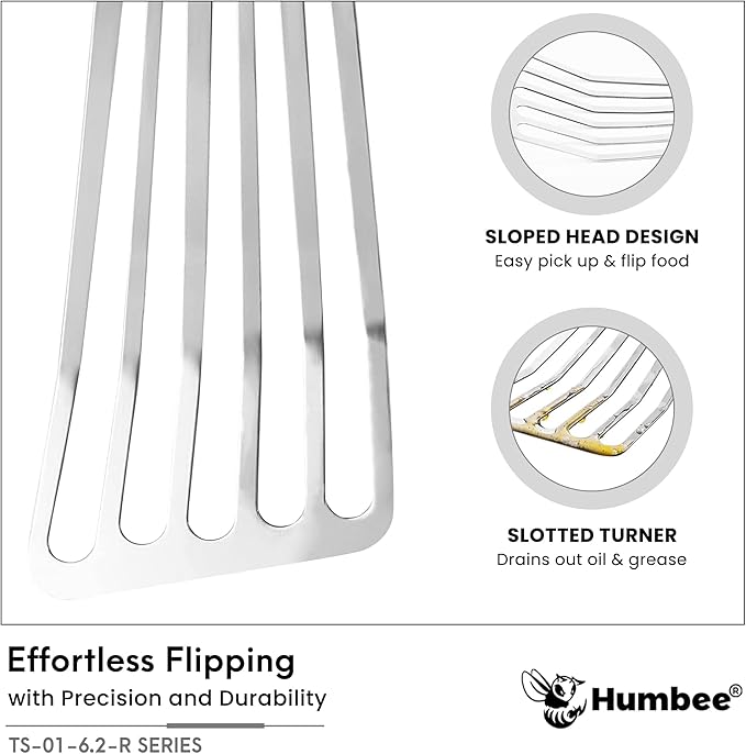 HUMBEE 6 Inches Fish Turner, Slotted Fish Spatula Dishwasher Safe NSF, Shovel Brown