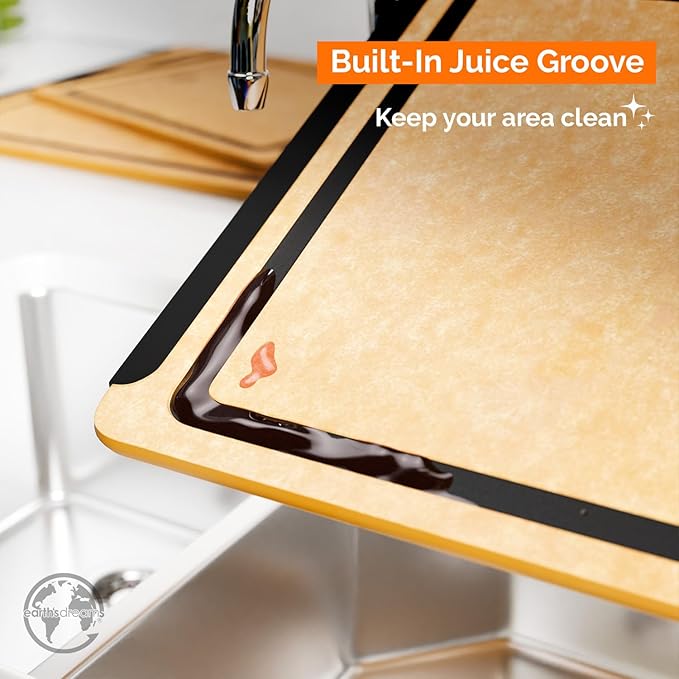 Earth's Dreams Composite Wood Cutting Board Set of 3, Built In Juice Groove