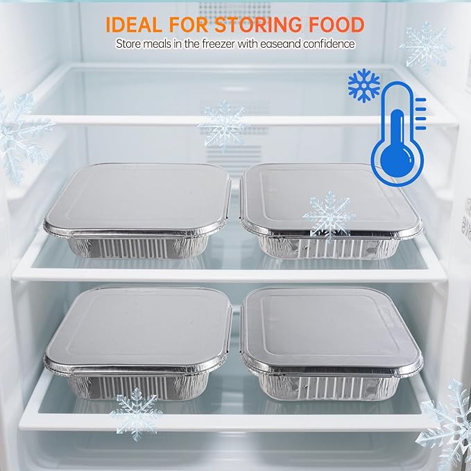 Ezsart 10 Pack 8x8 Aluminum Pans with Lids, 8x8 Foil Baking Pans with Lids