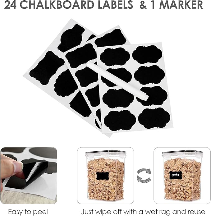 Vtopmart Airtight Food Storage Containers with Lids, 24 pcs, Black