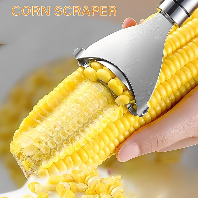 2 Pack Corn Peeler Tool Stainless Steel Corn Kernel Remover, Corn Stripper Tool for Corn on the Cob, Ergonomic Corn Cutter Kitchen Gadget for Easy Kernel Removal