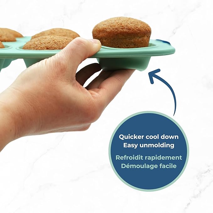 Starfrit 24-Cup Mini Muffin Pan, Silicone, Metal Frame, Green