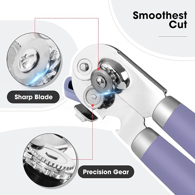 Beneno Heavy Duty Hand Can Opener Manual with Magnet Lid Remover, Purple