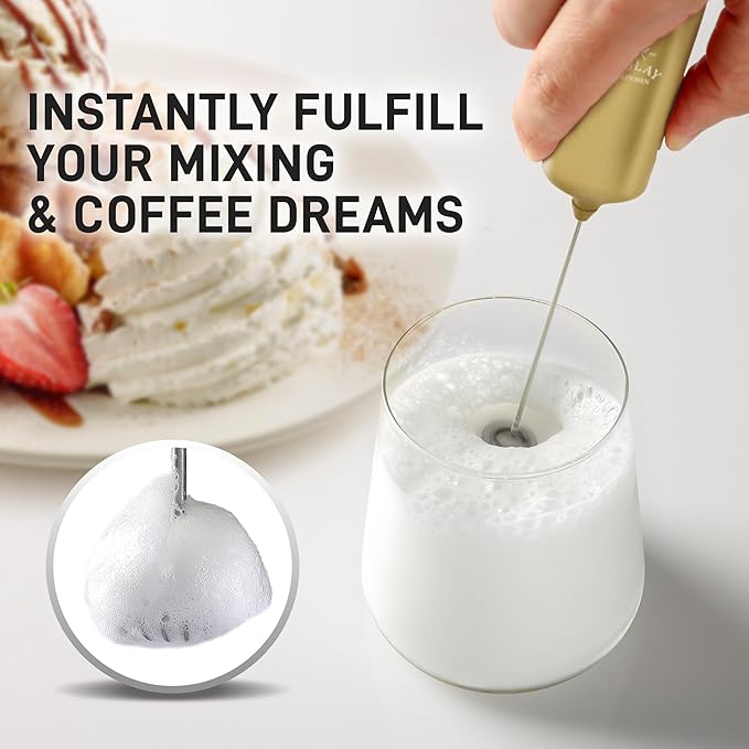 Mini & Mighty Milk Frother Wand – Powerful Handheld Coffee Frother, Battery Operated Drink Mixer – Compact Pocket Size – Detachable Whisk for Latte, Cappuccino, Matcha, Hot Chocolate