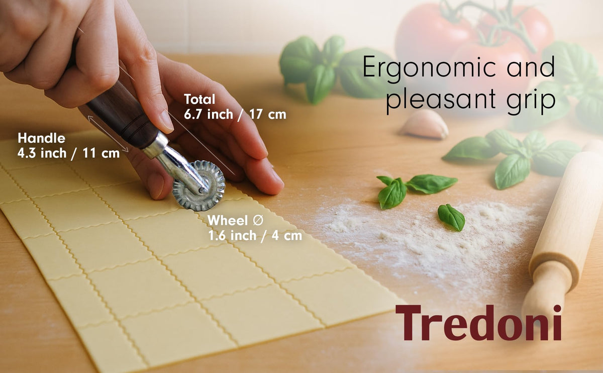 Tredoni 1.6 inch Pastry Wheel - Stainless Steel Dough Stamp Cutter/Crimper